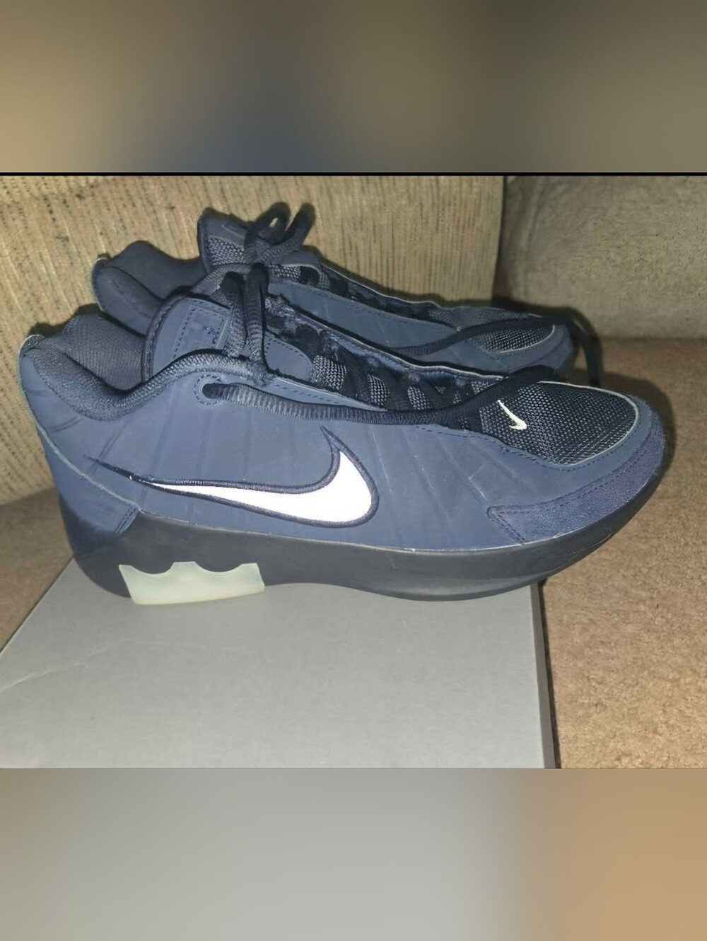 Nike Men's Dark Navy Athletic Sneakers with White Swoosh